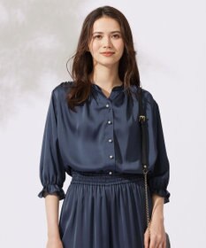 自由区 L 【カタログ掲載・WEB&一部店舗限定・セットアップ対応・洗える】セミブライトサテン ブラウス