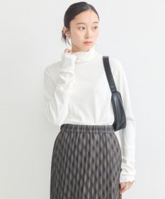 earth music&ecology シャーリングスリーブリブタートルプルオーバー