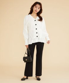 Feroux 【洗える】ペプラム カーディガン