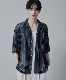 WEGO ストライプメッシュBIGシャツ（S）