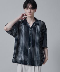 WEGO ストライプメッシュBIGシャツ（S）