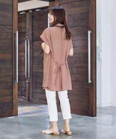 Tiaclasse 【洗える】フレンチスリーブシャツチュニックブラウス