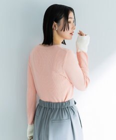 Green Parks アンチピリング袖配色ニットプルオーバー