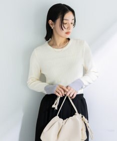 Green Parks アンチピリング袖配色ニットプルオーバー