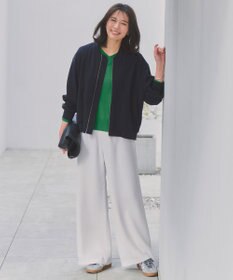 UNFILO 【ウエストゴム/セレモニー】ドライダブルクロス イージー ワイドパンツ アイボリー