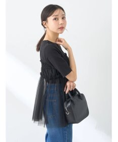 earth music&ecology ＳＥＴ２点チュールビスチェ＋リブプルオーバー