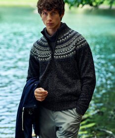 JOSEPH ABBOUD MOUNTAIN 【イタリア糸使用/サスティナブル素材/裏地付き/ライナードッキング対応】 コットンウールジャガードニットアウター