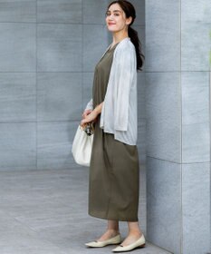 23区 L 【Lサイズ限定/接触冷感/速乾性/洗える】エアリーブライトローン Vネックワンピース