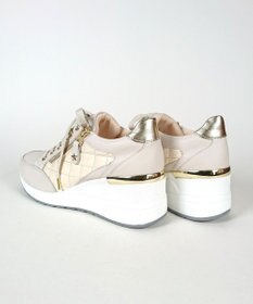 Dominic3 ヒールアップ サイドキルティング ジップスニーカー