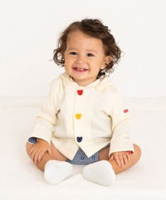 MIKI HOUSE HOT BISCUITS 【70-110cm】 顔ドン ワッフル素材 パーカー