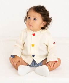 MIKI HOUSE HOT BISCUITS 【70-110cm】 顔ドン ワッフル素材 パーカー