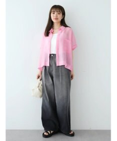 Green Parks シアーストライプショート丈シャツ