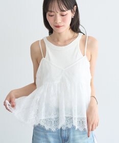 earth music&ecology フリンジレースバックリボンキャミ