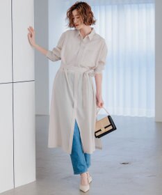 23区 【洗える】シアーマットクロス ロング シャツ