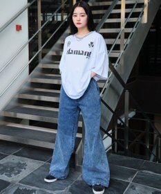 WEGO 【２点セット/ユニセックス着用ITEM/吸水速乾】アクセ付きメッシュロゴT（SS）