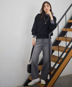 ANY L 【ウエストゴム】ストレートワイドデニム