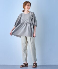 ANY 【WEB限定/洗濯機可】サッカーギャザーペプラムブラウス