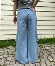 WEGO 【ウエストゴム/楽ちん】サマーデニムサイドリボンパンツ