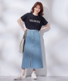 ANY 【洗濯機可能/ストレッチ】フロントスリットデニムスカート