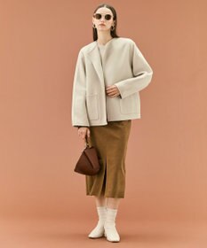 BEIGE， 【WEB限定・洗える】DEMING / バイカラーウールクルーネックニット