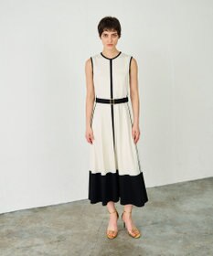 GRACE CONTINENTAL 配色ポンチフレアワンピース