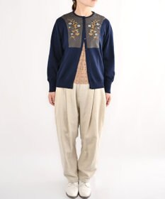 muuc 〈高品質スーピマ超長綿100%〉ヒルガオ刺繍 コットンカーディガン