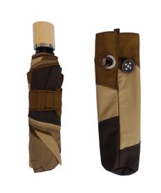 +RING 【限定/日本製】レディース向け パッチワーク プラスリング 折傘50cm BRN SR322