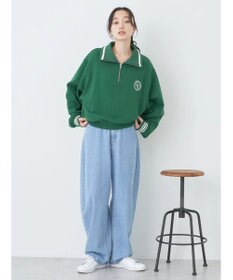 earth music&ecology ハーフＺＩＰサークルロゴ刺繍裏毛プルオーバー