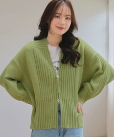 Tiaclasse 【洗える】ダブルジップリブニットカーディガン