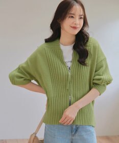 Tiaclasse 【洗える】ダブルジップリブニットカーディガン