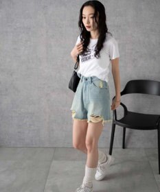 WEGO ダメージデニムショートパンツ