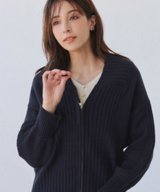 Tiaclasse 【洗える】ダブルジップリブニットカーディガン