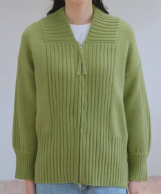 Tiaclasse 【洗える】ダブルジップリブニットカーディガン