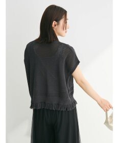 Green Parks 裾フリンジメッシュニットプルオーバー