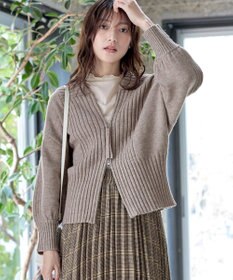 Tiaclasse 【洗える】ダブルジップリブニットカーディガン