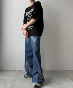 WEGO メタリックプリントデニムパンツ