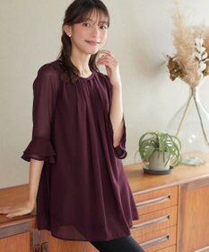 Tiaclasse シフォンタックフレア袖チュニック