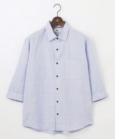 JOSEPH ABBOUD 【キングサイズ・サステイナブル・７分袖】リヨセルリネンシャンブレー シャツ