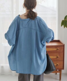 WEGO 【ANGIE VINTAGE】シアーデニムバンドカラーシャツ