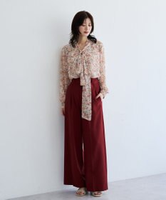 YECCA VECCA フラワー柄シアーボウタイブラウス