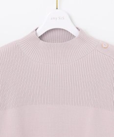 ANY SIS 【洗える】リブコンビボタン ニット
