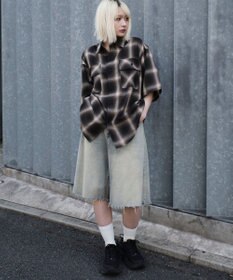 WEGO 【ユニセックス着用ITEM/SMLサイズ展開】オンブレチェックシャツ（SS）