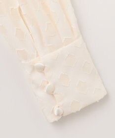 自由区 【洗える】カットジャカード ボウタイブラウス