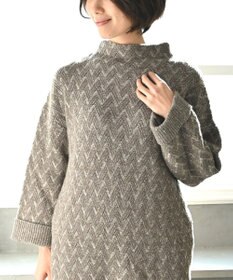 muuc 〈希少なラムウール＆高品質カシミヤ〉バスケット柄ニットワンピース