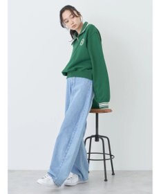 earth music&ecology ハーフＺＩＰサークルロゴ刺繍裏毛プルオーバー