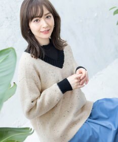 Tiaclasse 【洗える】表情豊かなメランジニットVネックトップス