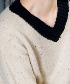 Tiaclasse 【洗える】表情豊かなメランジニットVネックトップス