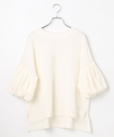 #Newans 【金子綾さんインスタライブご紹介アイテム】【洗える/セットアップ可能】ふくれジャガード パフスリーブブラウス