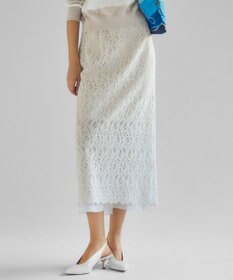 23区 【洗える】ジオメトリックレース Iライン スカート
