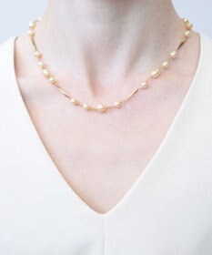 monshiro ガラスパールチェーン ショートネックレス